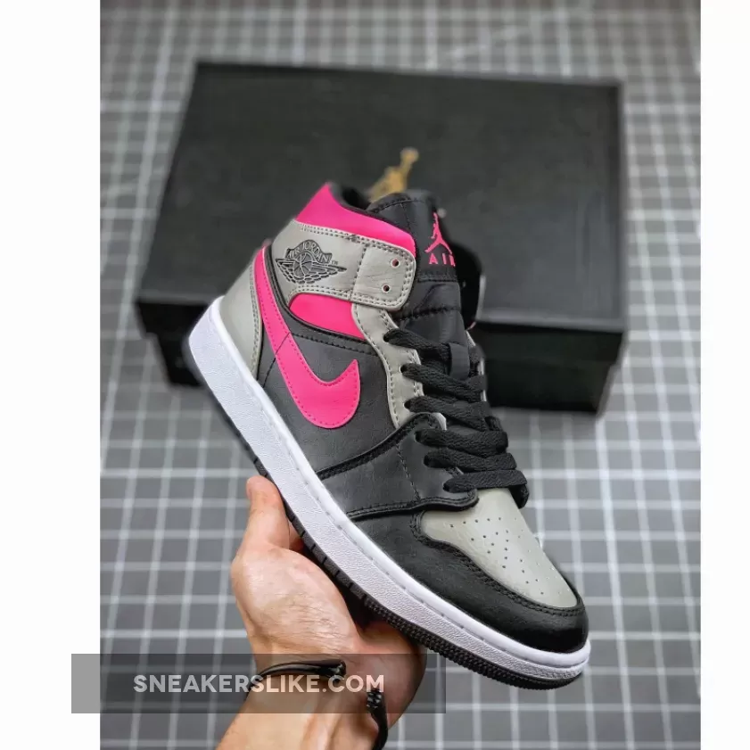 Jordan 1 Mid Pink Shadow 554724-059 - jordan 1 black and pink