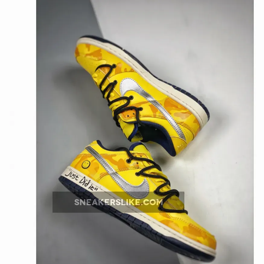 Custom Nike Dunk Low Retro Yellow Navy #nike dunk low retro yellow and blue