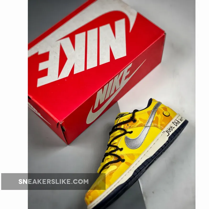 Custom Nike Dunk Low Retro Yellow Navy #nike dunk low retro yellow and blue