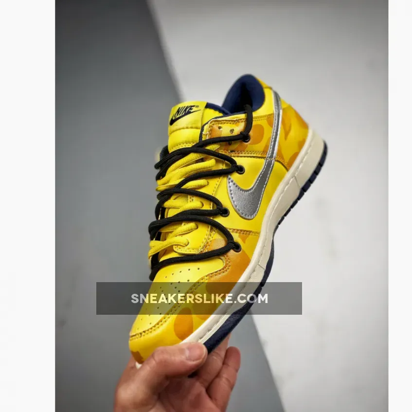 Custom Nike Dunk Low Retro Yellow Navy #nike dunk low retro yellow and blue