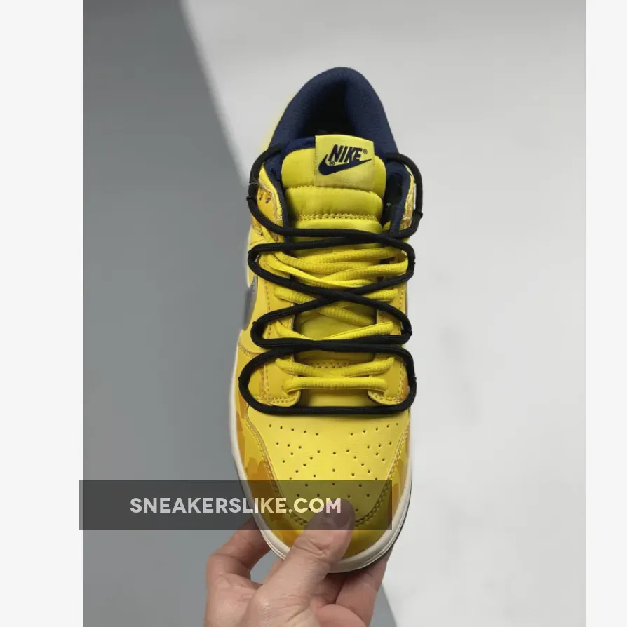 Custom Nike Dunk Low Retro Yellow Navy #nike dunk low retro yellow and blue