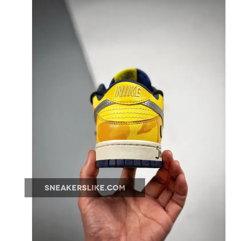 Custom Nike Dunk Low Retro Yellow Navy #nike dunk low retro yellow and blue