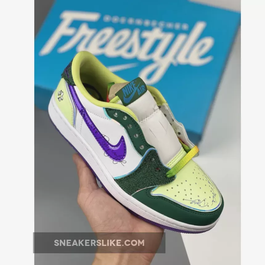 Air Jordan 1 Low 'Doernbecher' Gorge Green/Court Purple-White-Barely Volt - doernbecher jordans
