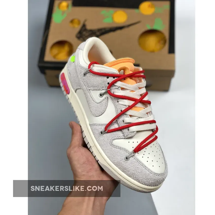 Off-White x Nike Dunk Low '40 of 50' Grey Sail Orange #orange and grey dunks