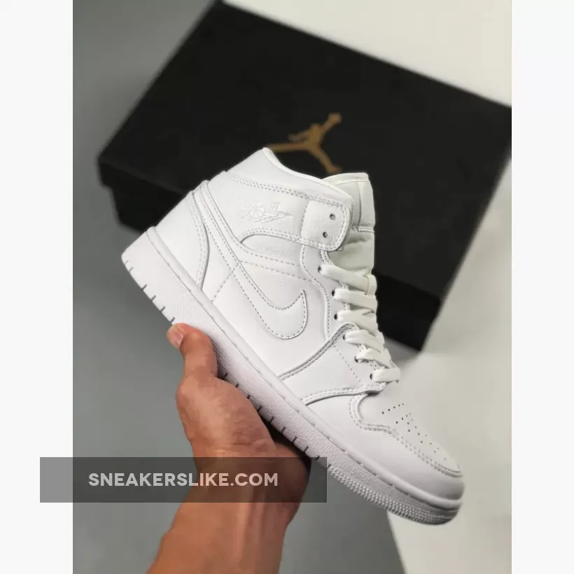 Air Jordan 1 Mid Triple White 554724-109 New Releases