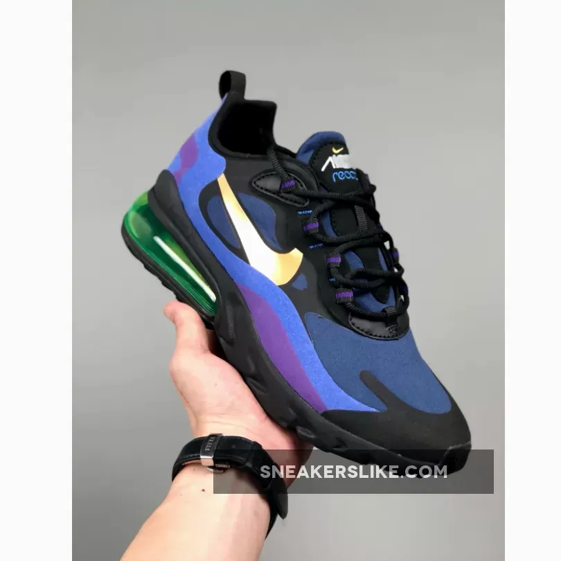 Nike Air Max 270 React Heavy Metal AO4971-005 black and blue 270 air max