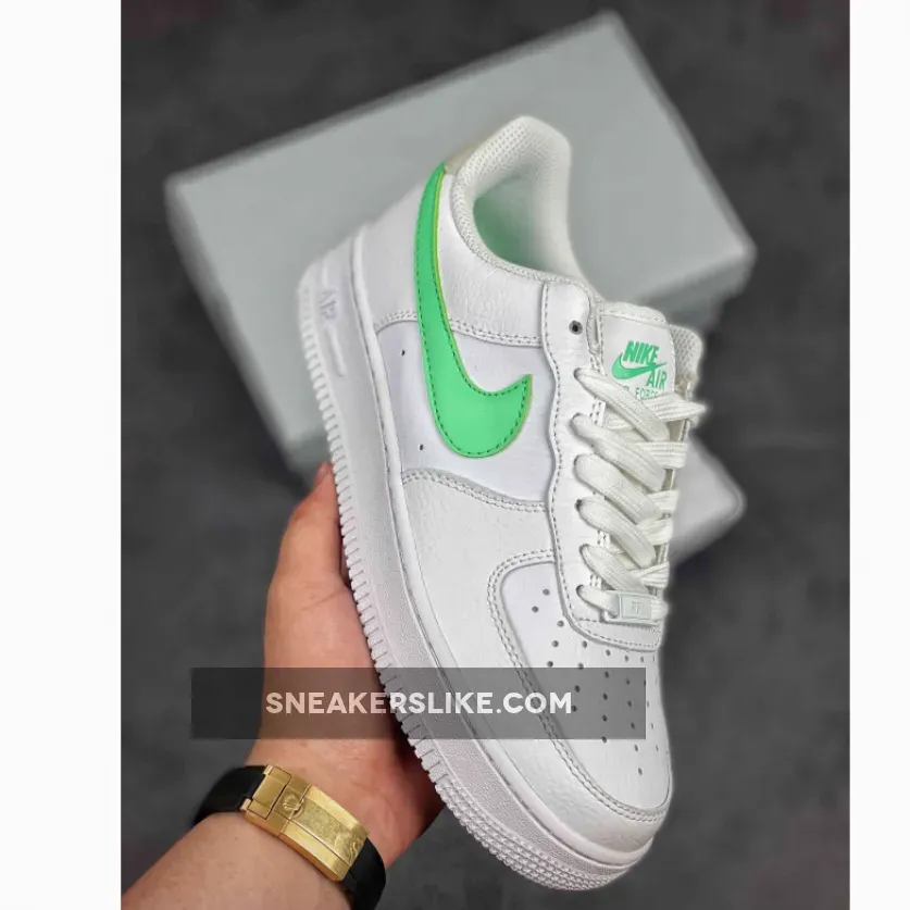Nike Air Force 1 Low White/Light Bone-Green Glow - green glow air force 1