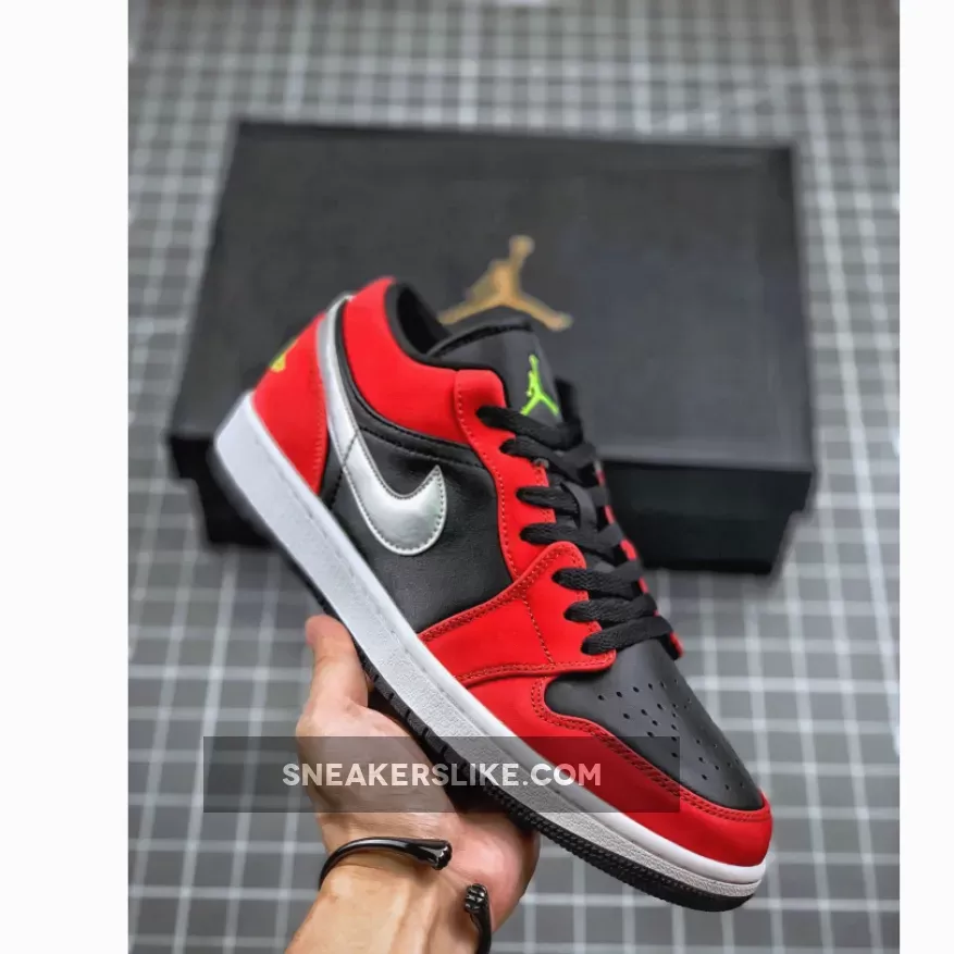 Air Jordan 1 Low Black/Green Pulse-Gym Red-White - air jordan low black red white