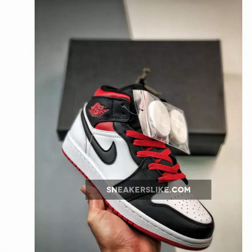 Air Jordan 1 Mid 'Black Toe' White/Gym Red-Black DQ8423-106 Outlet