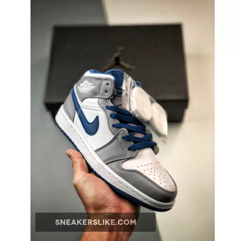 Air Jordan 1 Mid White True Blue Grey DQ8426-014 #jordan 1 mid cement