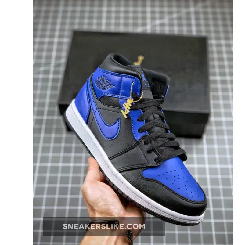 Air Jordan 1 Mid Black/Hyper Royal-White / jordan 1 mid black/white/hyper royal