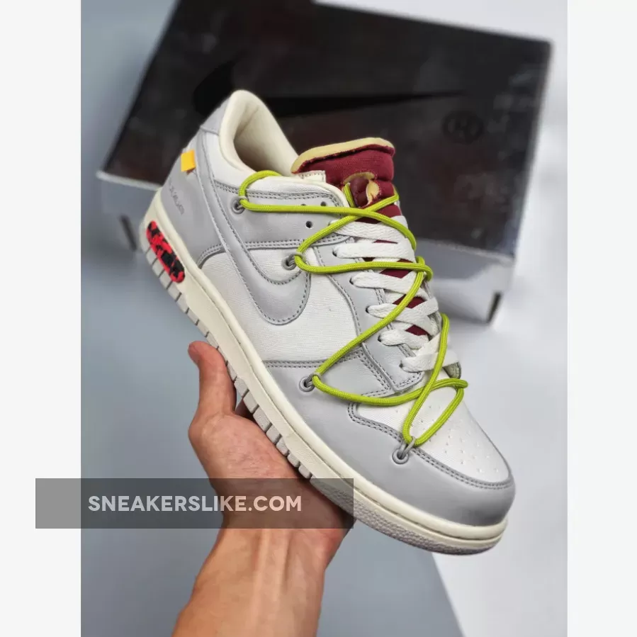 Off-White X Nike Dunk Low '08 Of 50' Sail Grey Red Restock