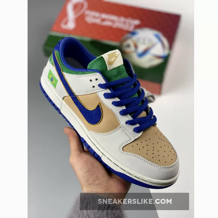 Custom Nike Dunk Low 'Brazil ' White Brown Green 1680452388 Outlet