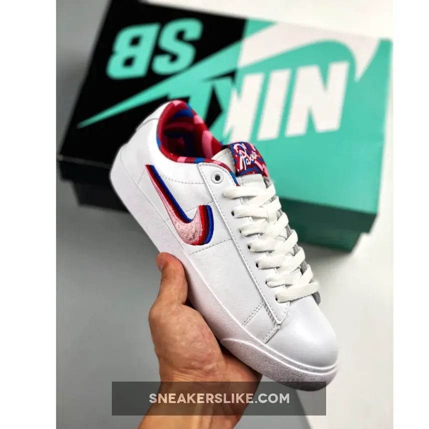 Parra x Nike SB Blazer Low GT White/Pink Rise-Gym Red / cn4507 100