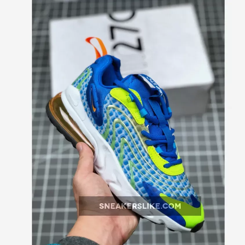 Nike Air Max 270 React ENG V3 Royal Blue/White Yellow #air max 270 royal blue