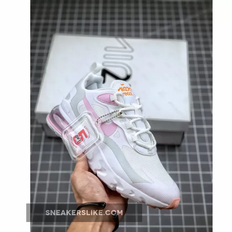Nike Air Max 270 React White/Vast Grey/Pink #air max 270 pink and orange