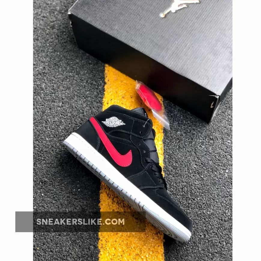 Air Jordan 1 Mid Black/University Red #air jordan 1 mid black university red