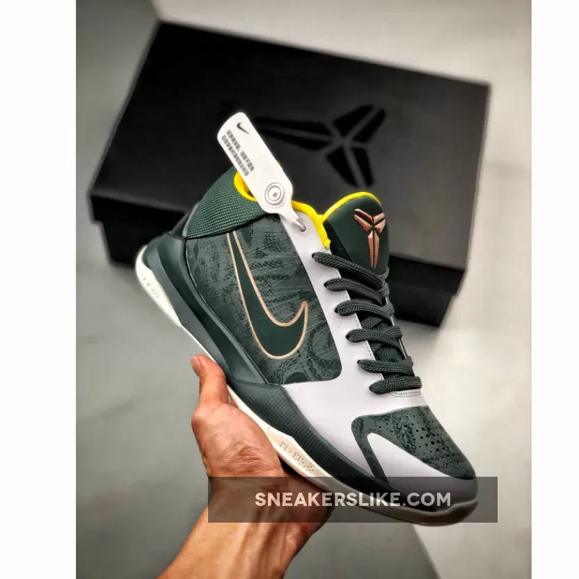 Nike Zoom Kobe 5 Dark Green/White-Yellow-Peach Restock