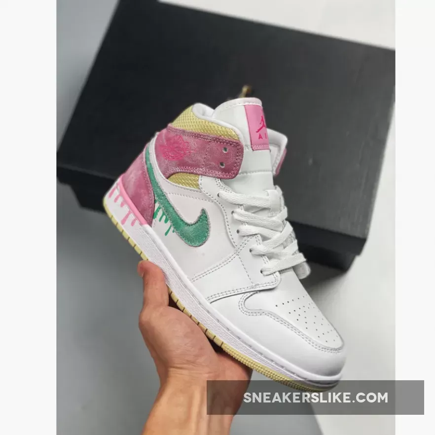 Jordan 1 Mid GS Paint Drip DD1666-100 #jordan 1 drip