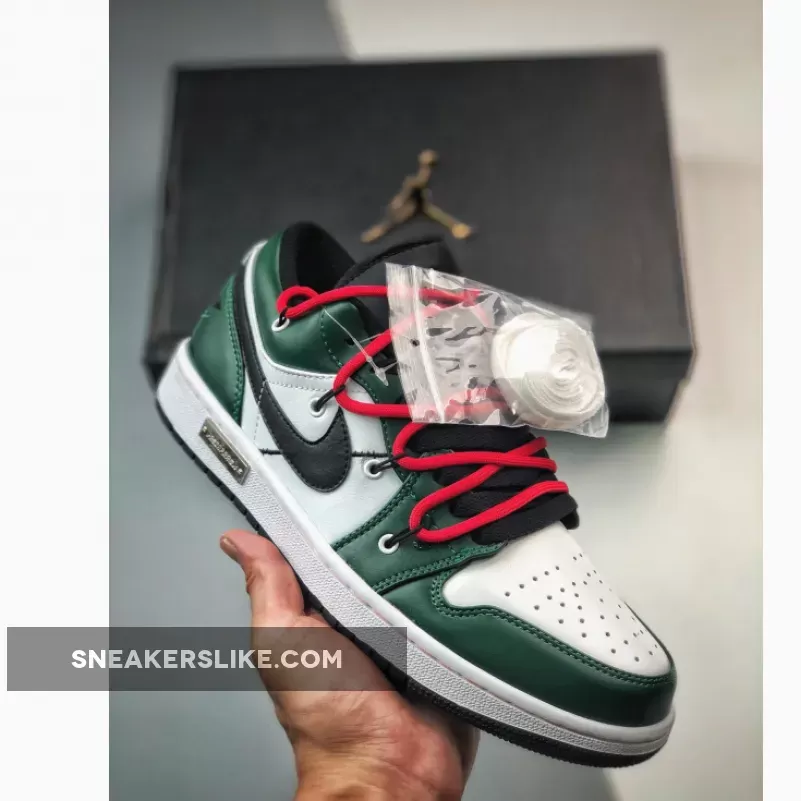 Custom Air Jordan 1 Low Pine Green White Black Jordan Lows Pine Green