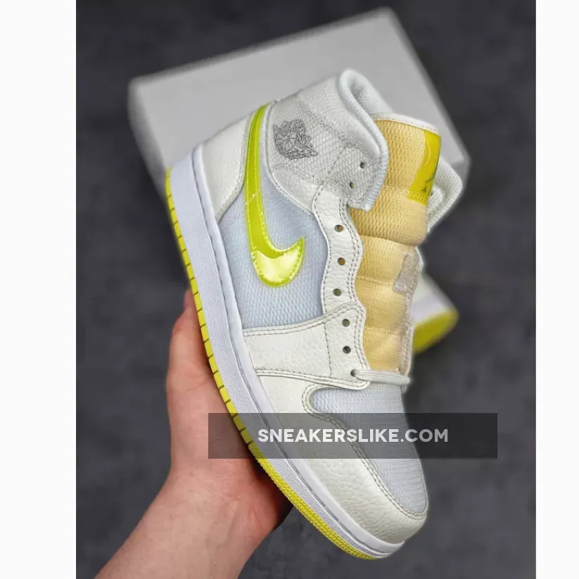 Air Jordan 1 Mid SE Sail/Light Voltage Yellow-White #air jordan 1 light yellow