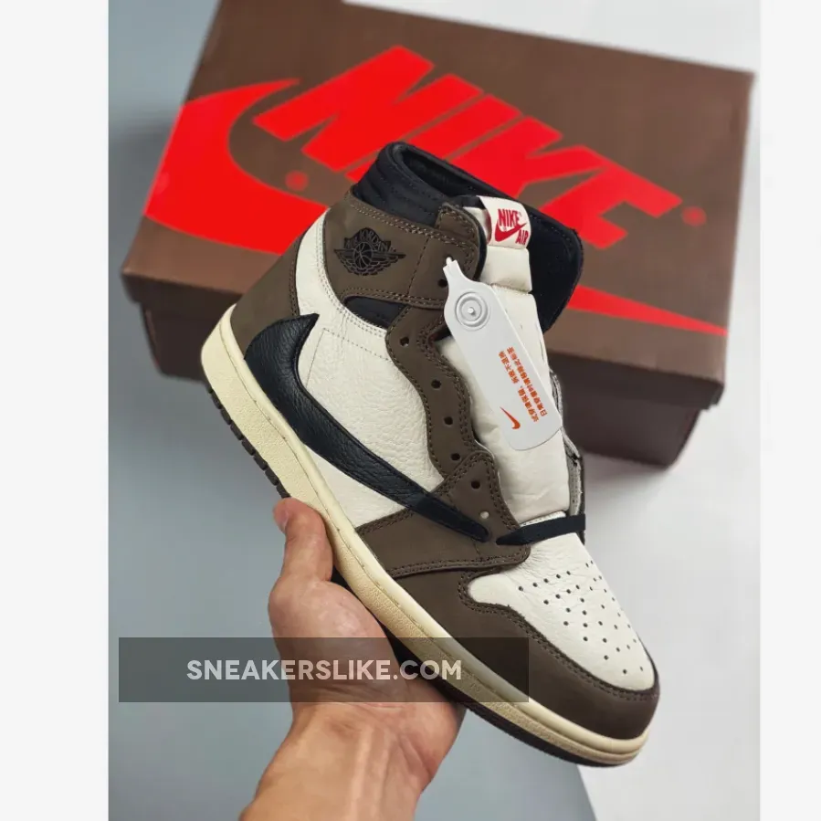 Travis Scott x Jordan 1 Backwards Swoosh Mocha CD4487-100 Travis Scott X Aj1