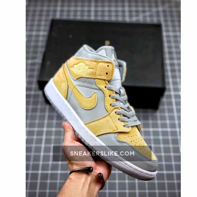 Air Jordan 1 Mid Grey Fog/Lemon Wash DA4666-001 #jordan 1 bone grey