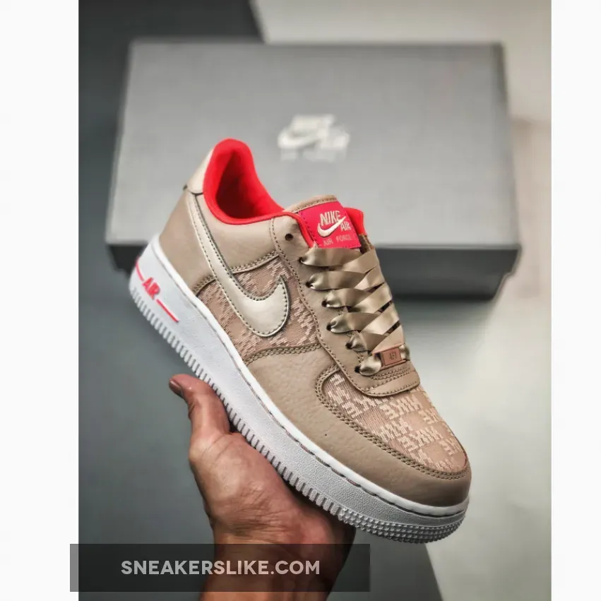 Nike Air Force 1 Low Fossil Stone/Laser Crimson/White Fossil Stone Nike