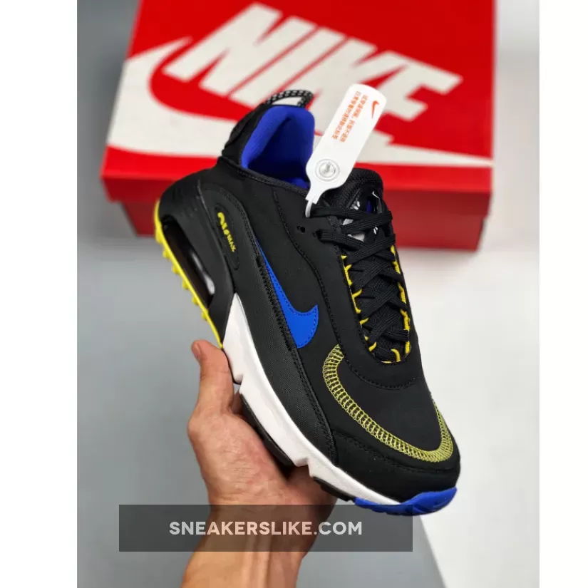 Nike Air Max 2090 Black Hyper Blue Yellow - black and blue nike sneakers