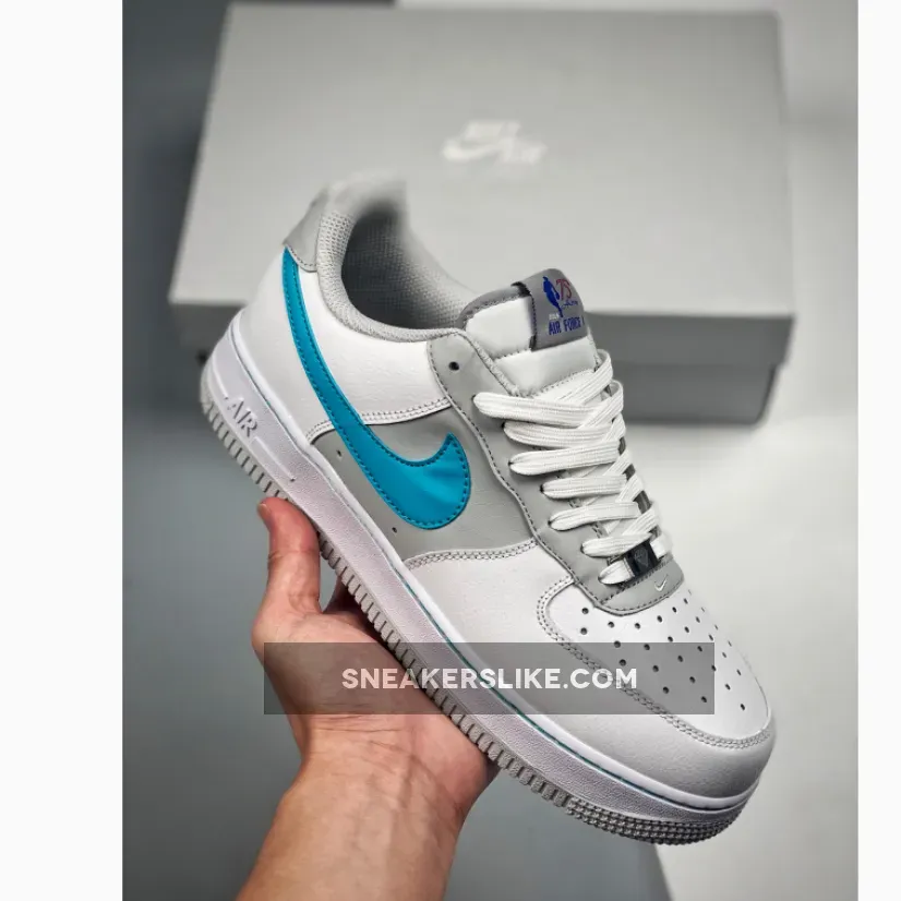 NBA x Nike Air Force 1 Low 'Fiesta' White/Grey Fog/Sundial/Blue #air force 1 fiesta