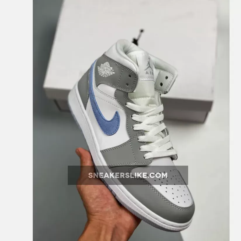 Air Jordan 1 Mid Wmns Aluminum White/Wolf Grey-Aluminium AJ1 #icy blue jordan 1