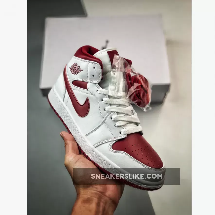 Air Jordan 1 Mid 'Red Toe' White Pomegranate BQ6472-161 Air Jordan 1 Mid Se Red Pomegranate