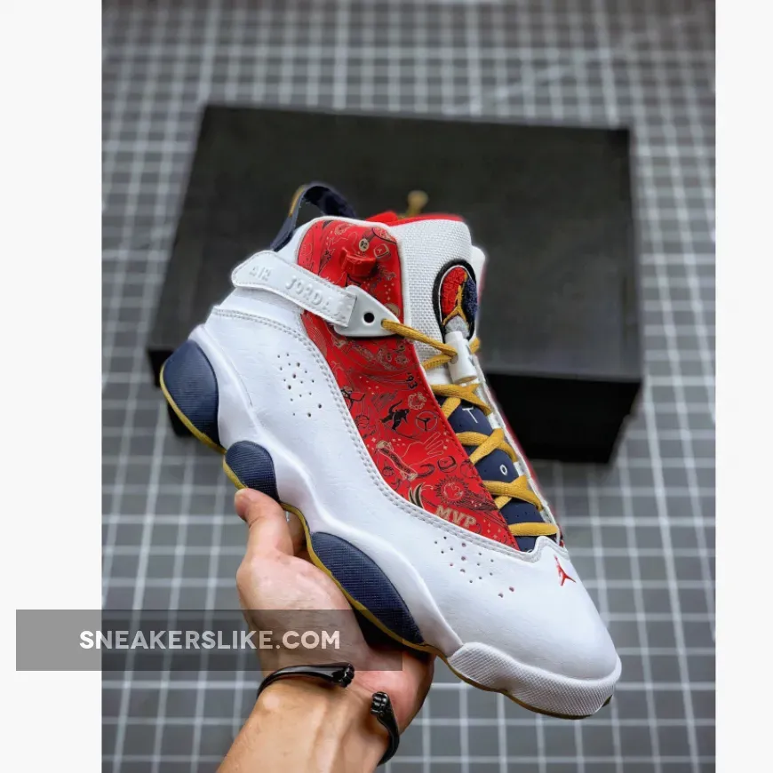 Jordan 6 Rings 'Championship' White/Wheat-Varsity Red-Midnight Navy #air jordan 6 retro white midnight navy varsity red