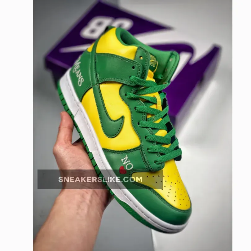 Supreme x Nike SB Dunk High 'By Any Means Brazil' Yellow Green DN3741-700 / supreme x nike sb dunk high by any means brazil