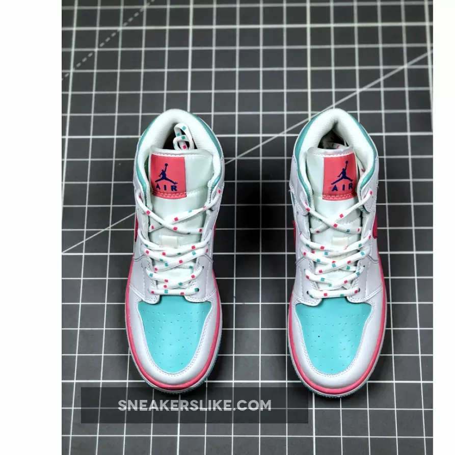 Air Jordan 1 Mid GS White/Digital Pink-Aurora Green-Soar #nike digital pink