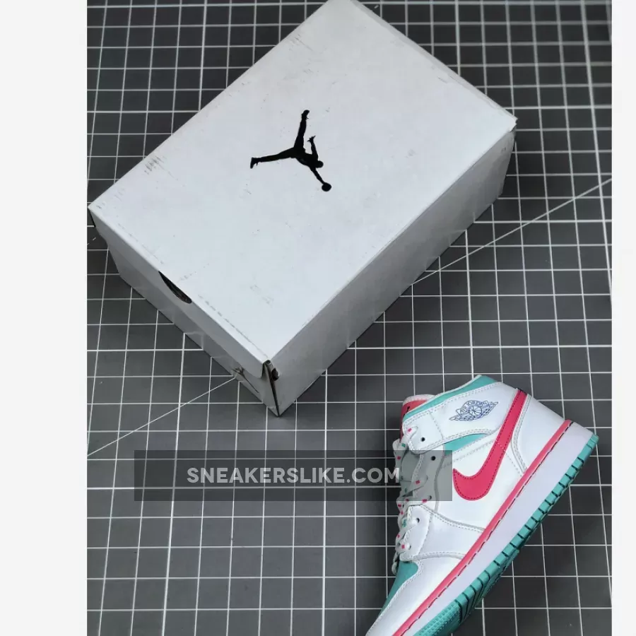Air Jordan 1 Mid GS White/Digital Pink-Aurora Green-Soar #nike digital pink