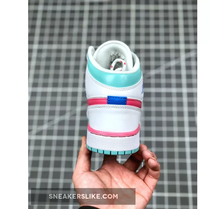 Air Jordan 1 Mid GS White/Digital Pink-Aurora Green-Soar #nike digital pink