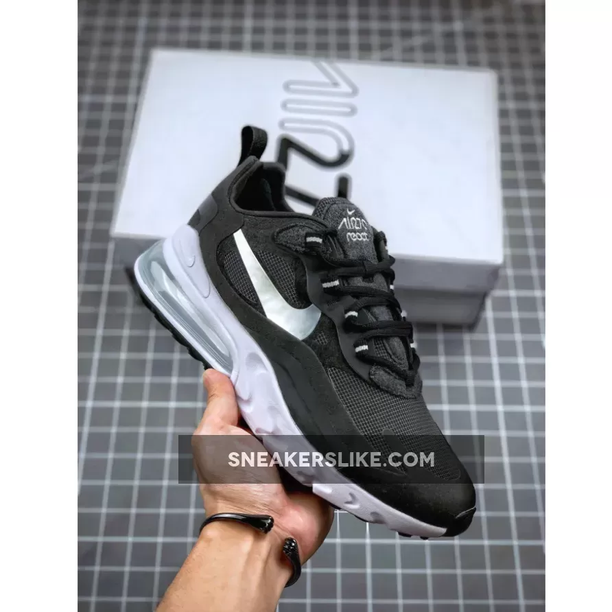 Nike Air Max 270 React Black/Metallic Silver/White CQ4598-071 For Sale
