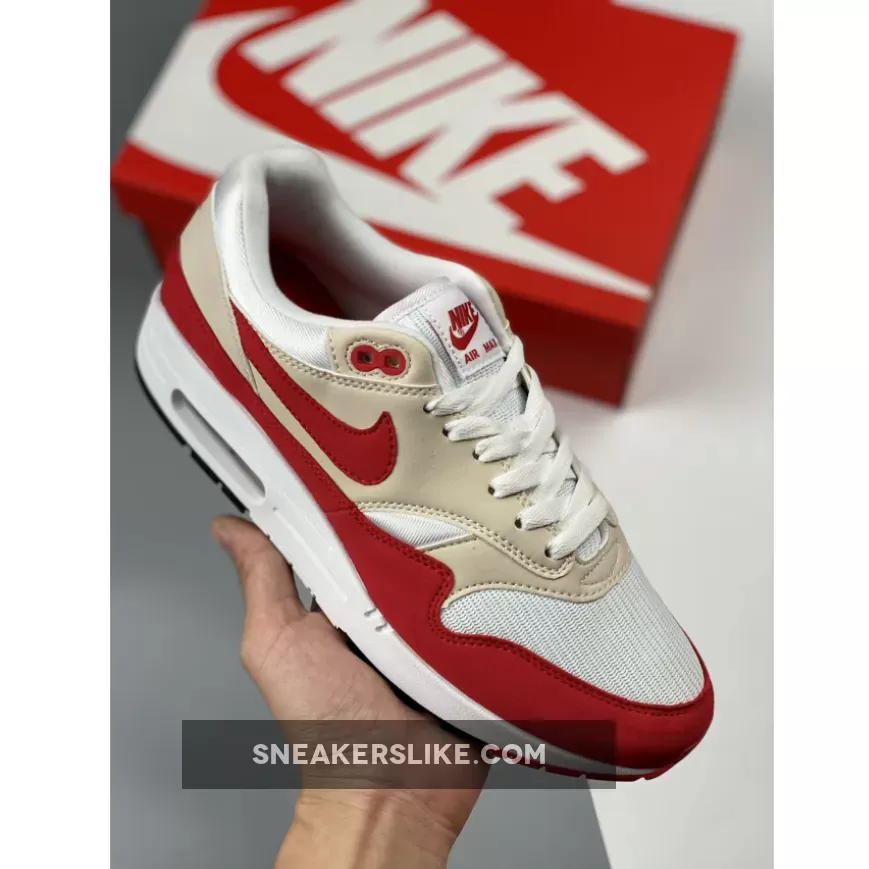 Nike Air Max 1 Anniversary OG White/University Red-Neutral Grey-Black nike air max 1 red and white