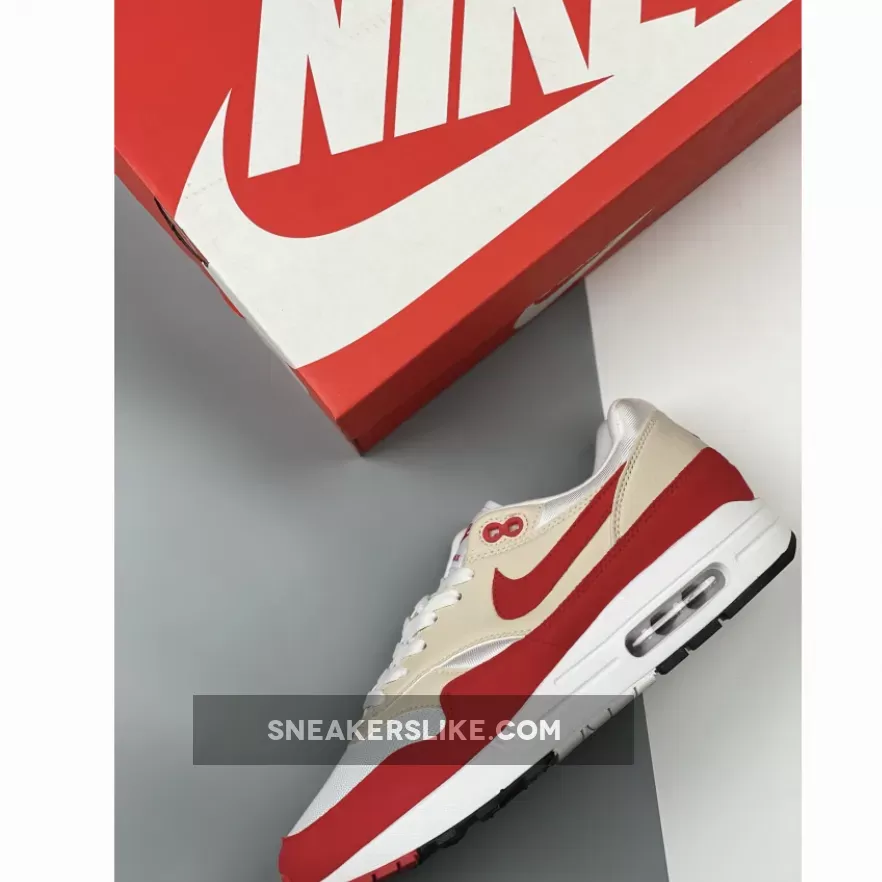 Nike Air Max 1 Anniversary OG White/University Red-Neutral Grey-Black nike air max 1 red and white