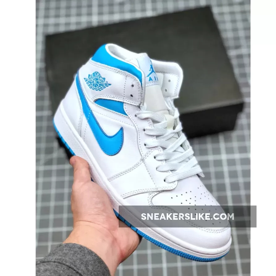 Air Jordan 1 Mid 'UNC' White/Light Blue white light blue jordan 1