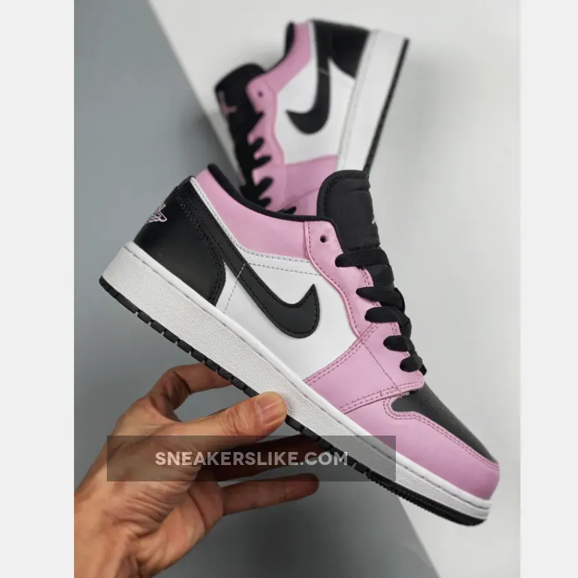 Jordan 1 Low GS Light Arctic Pink For Womens 554723-601 White Black Light Arctic Pink