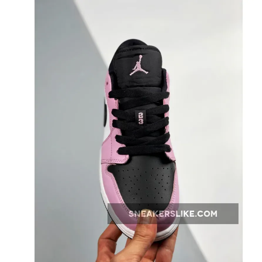 Jordan 1 Low GS Light Arctic Pink For Womens 554723-601 White Black Light Arctic Pink