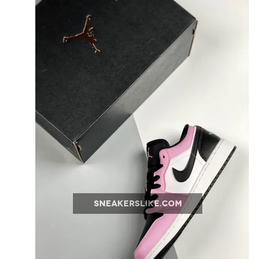 Jordan 1 Low GS Light Arctic Pink For Womens 554723-601 White Black Light Arctic Pink
