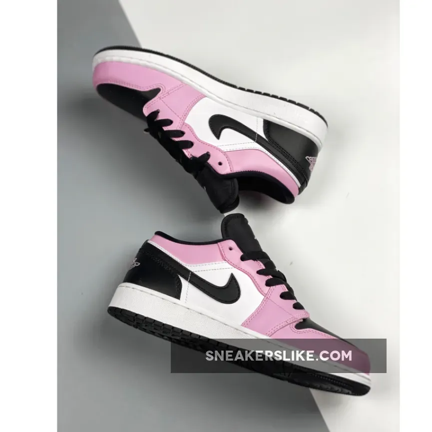 Jordan 1 Low GS Light Arctic Pink For Womens 554723-601 White Black Light Arctic Pink