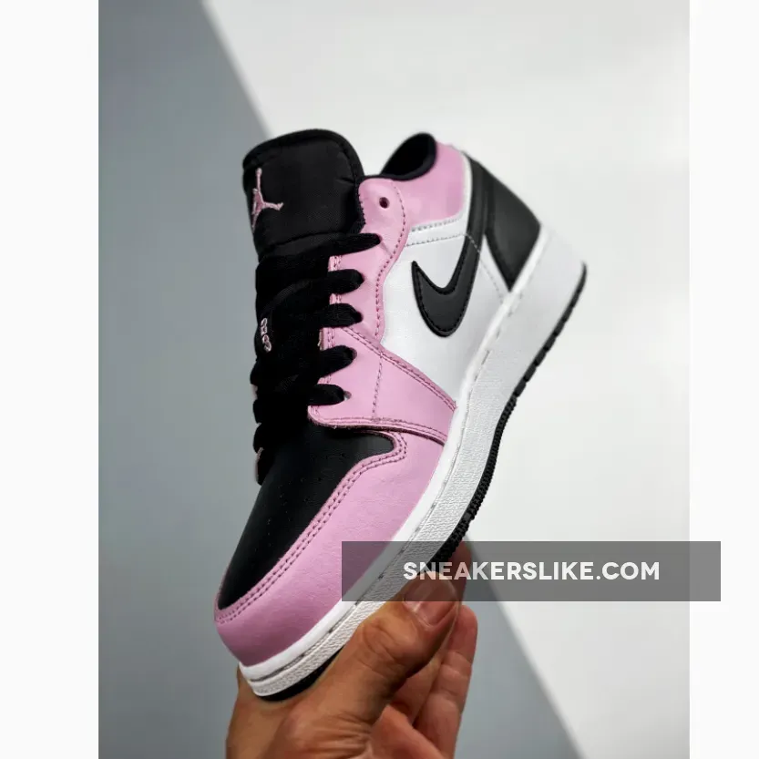 Jordan 1 Low GS Light Arctic Pink For Womens 554723-601 White Black Light Arctic Pink