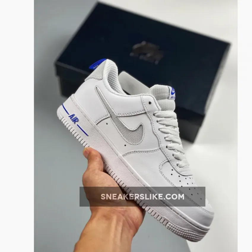 Nike Air Force 1 Low Cut Out Swoosh White Blue DC1429-100 / air force 1 low 'cut out swoosh - white'