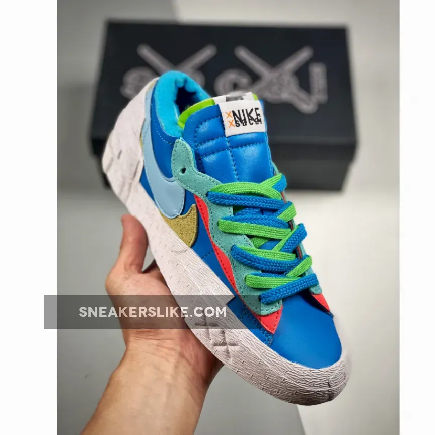 KAWS x sacai x Nike Blazer Low Blue Multi DM7901-400 / kaws sacai