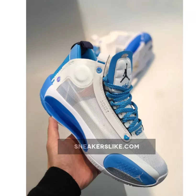 Air Jordan 34 White Blue - jordan aj 34 white