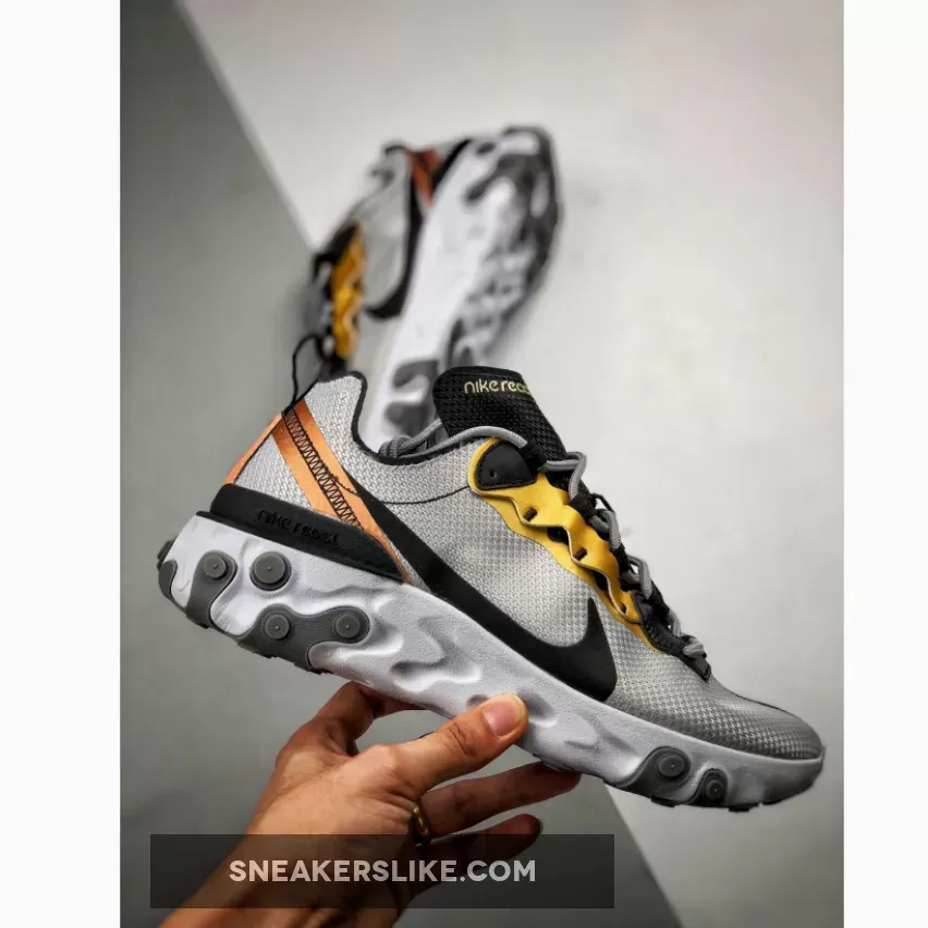 Nike React Element 55 Gold Grey CD7627-001 Brand New